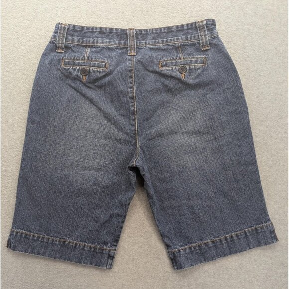 VINTAGE Zena Jeans Shorts Womens 14 Blue Denim Bermuda Cutoff Raw Hem 2000s - Picture 9 of 14